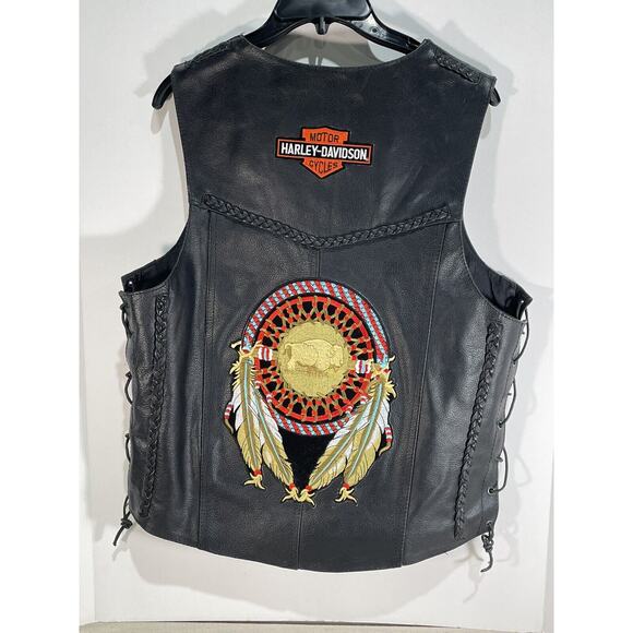 Highway Hawks Leather Vest With Harley Davidson Patch - Picture 3 of 5